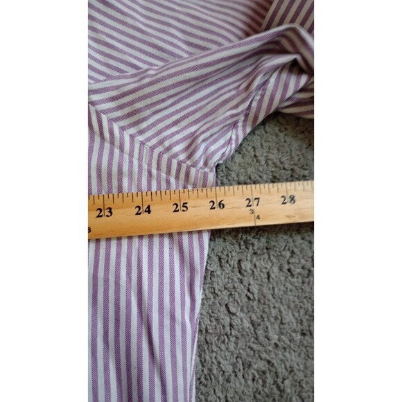 RALPH LAUREN Button Down Mens 16.5 Purple White Stripe Classic Preppy Pony VTG - Picture 4 of 6